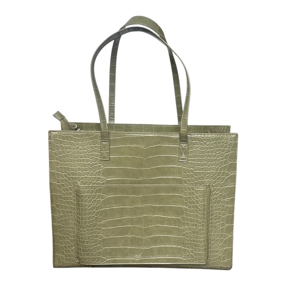 BEIS The Large Work Tote Travel Bag in Olive Green Croc Embossed $180 - Picture 5 of 15